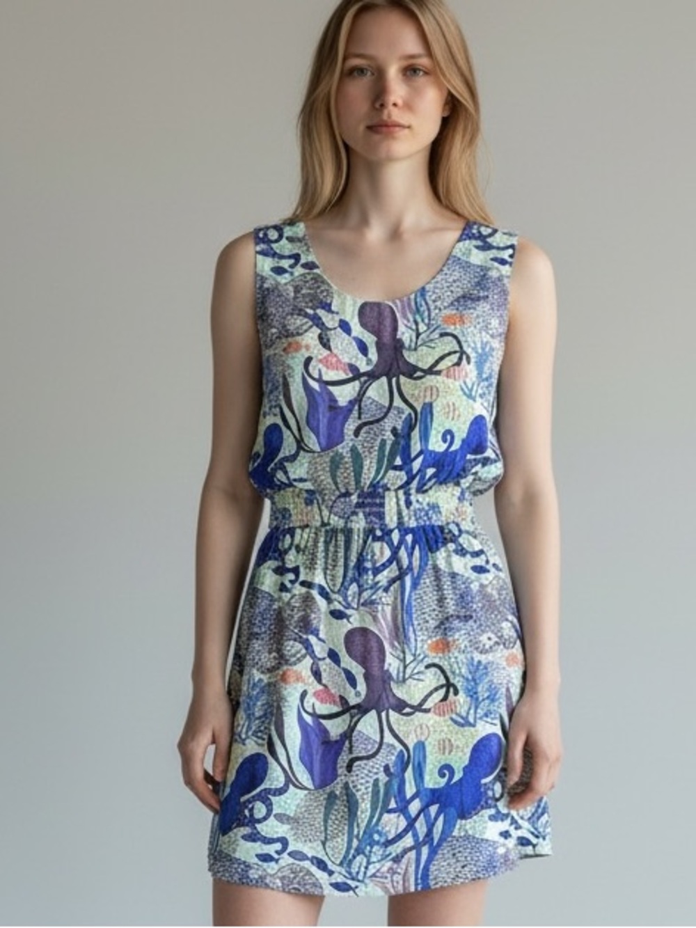 Betabrand Octopus Ocean Marine life Mini Dress - Medium